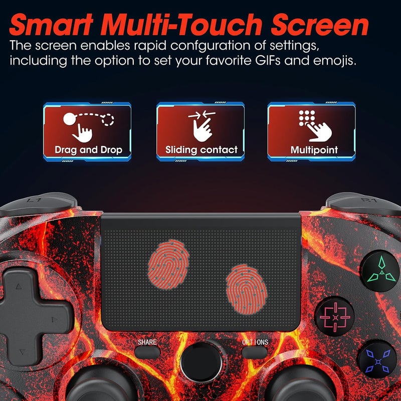 CNH Wireless Controller for PS4,compatible with ps4/slim/pro and windows pc 6-Axis Gyro/Multi Touch Pad/3.5mm Audio Jack/800mAh Battery and Speaker (red) - Image 2